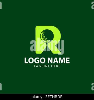 letter R with golf club negative space modern logo design. letter r with golf stick shape elegant logo design Stock Vector