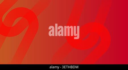 Abstract composition of overlapping red circular lines. Smooth gradient background in warm red and orange tones. Stock Vector