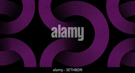 Seamless abstract pattern featuring flowing geometric shapes in purple. Elegant lines and gradient effects create a modern, artistic background design Stock Vector