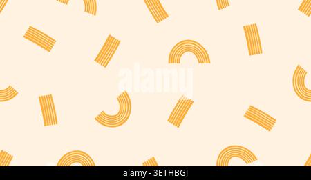 Seamless pasta pattern with doodle penne icons. Stock Vector