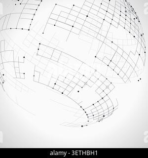 Decorative tech globe illustration for web banners, creative layouts, and modern visual branding. Stock Vector