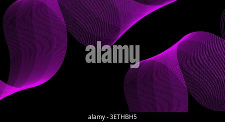 Futuristic abstract background with flowing purple wave lines, dynamic motion, digital art, elegant design, smooth curves, dark backdrop. Stock Vector