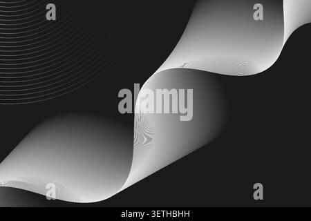 Abstract background showcasing vibrant, colorful wavy lines against a captivating gradient. This modern design element exudes energy and dynamism, ide Stock Vector