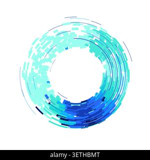 Abstract digital ring interface made from layered geometric arc blocks Stock Vector