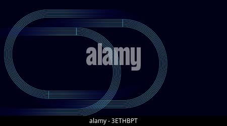 Sophisticated navy blue background with fine glowing curved lines creating large orbital shapes suggesting calm water ripples or sound wave propagatio Stock Vector