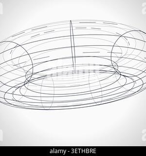 Decorative wire torus illustration for packaging accents, creative layouts, and modern visual branding. Stock Vector