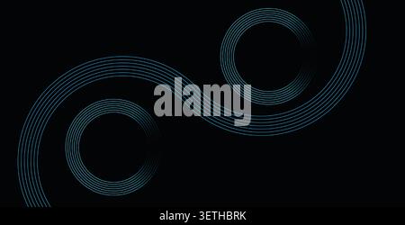 Abstract dark background with multiple blue curved lines. Lines form dynamic, flowing shapes, creating an energetic and modern visual. Ideal for techn Stock Vector