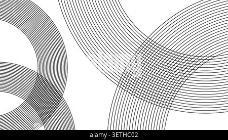 Concentric arcs forming a quarter circle on white background, abstract geometric pattern, clean design, simple illustration, modern graphic Stock Vector
