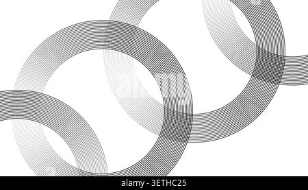 Modern abstract background featuring overlapping rounded square shapes. Intersecting black and white lines create a complex geometric pattern. Dynamic Stock Vector