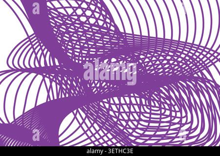 Dynamic fuchsia artistic stripes on white canvas with modern digital flow and energy. Creative linear pattern featuring overlapping translucent curves Stock Vector