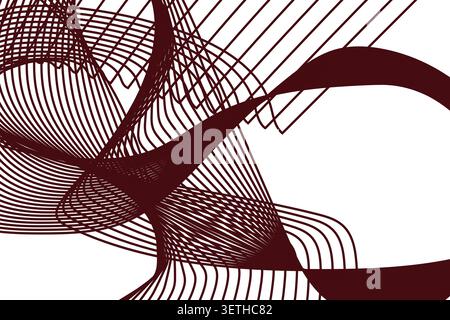 Monochrome charcoal grey waving patterns with geometric precision and artistic flow. Sophisticated ribbon design featuring smooth rhythmic curves for Stock Vector