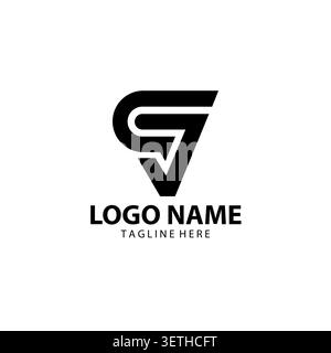Modern monogram letter CJ triangle logo design vector Stock Vector