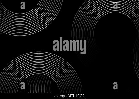 Elegant dark backdrop showcasing white thin lines in arched formations. Geometric precision with artistic flair. Ideal for high contrast minimalist gr Stock Vector