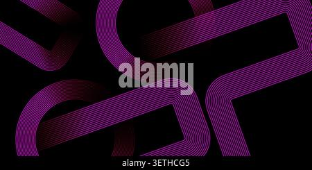 Complex network of magenta stripes forming squares and rectangles. Minimalist digital illustration for software development and artificial intelligenc Stock Vector