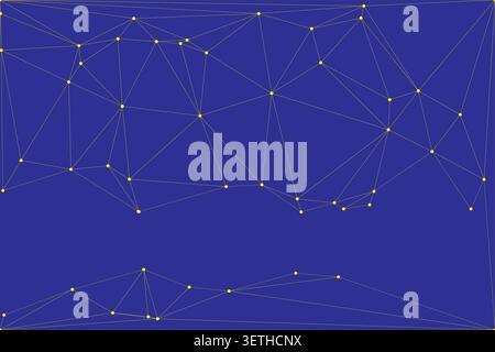 Celestial map style design featuring bright yellow points linked by thin gray lines. Modern artistic interpretation of star clusters data analytics an Stock Vector