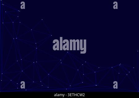 Abstract visualization of a blue network featuring interconnected lines and dots against a dark background, symbolizing technological concepts, data s Stock Vector