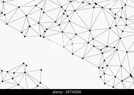 Network connections geometric pattern. Digital abstract background with lines and nodes. Technology concept connecting dots and triangles. Stock Vector