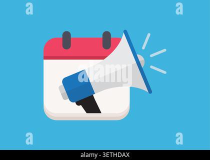 Digital Marketing Calendar Icon and Megaphone Stock Illustration. Stock Vector