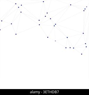 Abstract pattern featuring interconnected blue dots and light gray lines on a white background, representing network, data, and technology concept. Stock Vector