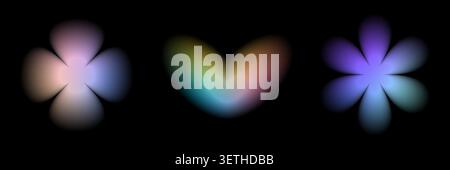 Fading abstract trend Y2k elements. Bright blurry aura shape y2k collection for poster, template, badge, sticker, collage, logo. Colorful blurred Stock Vector
