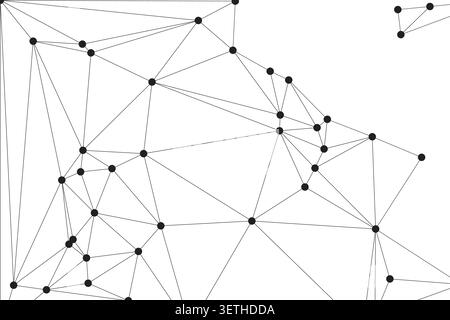 Modern minimalist graphic displaying an intricate web of interconnected points, symbolizing data flow and global connectivity in the digital realm, ve Stock Vector