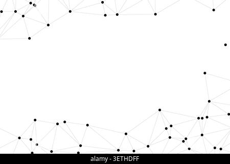 Simple minimalist network pattern. Scattered black dots connected by light gray lines on a clean white background. Abstract connectivity concept. Stock Vector