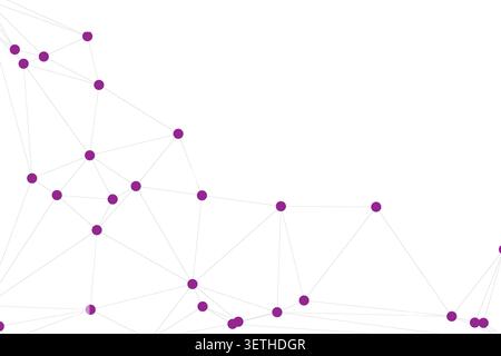 Abstract background with purple connecting dots and lines forming a geometric network. modern design for technology, data, or communication concepts. Stock Vector