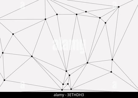 Abstract geometric triangulation displays multiple black points interconnected by straight lines, creating a complex and intriguing network pattern on Stock Vector