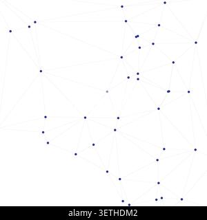 Intricate low poly background with a dense mesh of blue points and light grey lines, representing data, technology, or scientific concepts Stock Vector