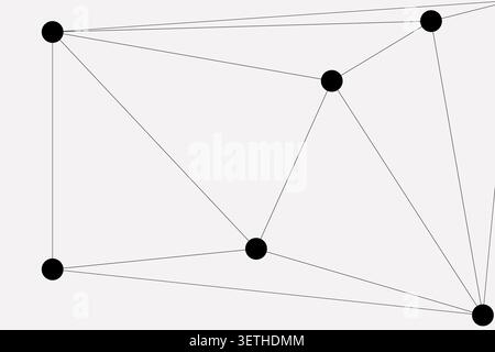 Large black dots and connecting thin lines create a geometric abstract design. Simple, clean composition with clear visual structure. Stock Vector