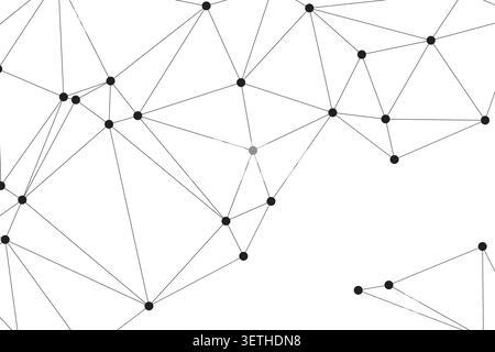 Modern minimalist design shows a web of linked points and lines, representing data flow and global connections in the digital age, ideal for tech them Stock Vector