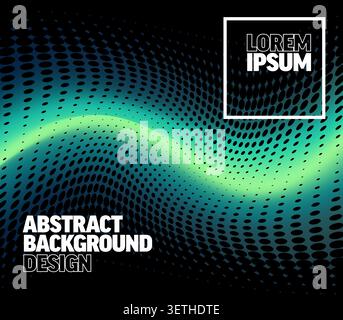 This abstract background features a vibrant green wave combined with a dark halftone pattern. Use this stylish abstract background for modern graphic Stock Vector
