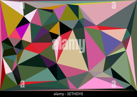 Abstract low polygon art background features geometric triangular shapes with a vibrant and dynamic composition, creating a modern illustration. Stock Vector