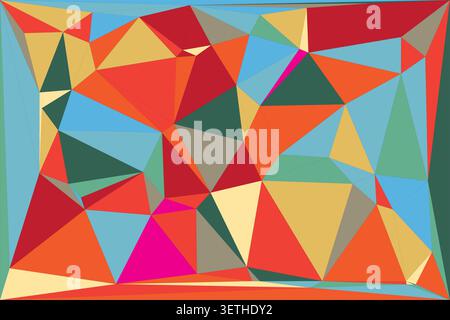 High contrast polygonal artwork showcasing bold saturated colors in a dynamic crystalline arrangement for eye catching website banners creative social Stock Vector