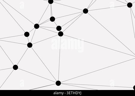 Complex abstract network pattern formed by many black dots and connecting thin lines. Digital art with intricate structure. Stock Vector