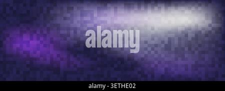Abstract purple gradient banner with glowing light and soft pixel texture. Abstract background with soft blurred gradation and a blocky pixel texture Stock Vector