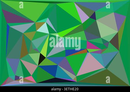Abstract background texture with geometric low poly shapes. Varying shades of green create a naturalistic and intricate pattern. Stock Vector