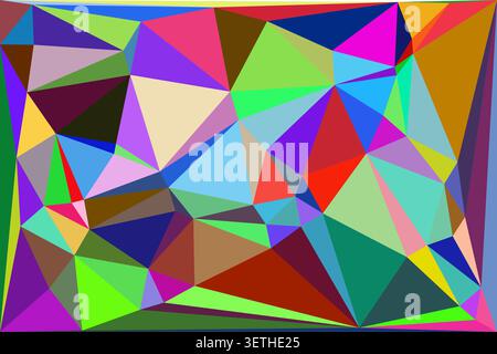 Seamless low poly illustration with sharp edges and bold color palette of purple green red and blue. Artistic digital backdrop for creative presentati Stock Vector