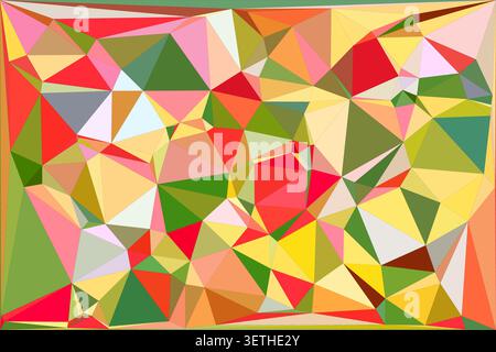 Abstract low poly background, vibrant tapestry of multi-colored geometric triangles. Faceted forms create a dynamic, modern and energetic pattern. Stock Vector