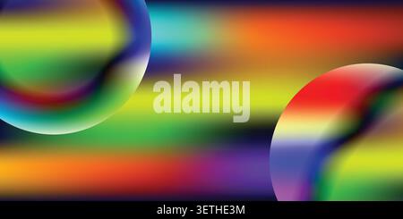 Vibrant abstract background with colorful gradient and iridescent circles Stock Vector