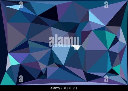 Atmospheric digital art showcasing crystalline geometry. Cool ocean tones and cyan highlights blend in polygonal pattern. Professional background for Stock Vector