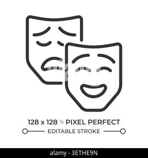 Drama pixel perfect line icon Stock Vector