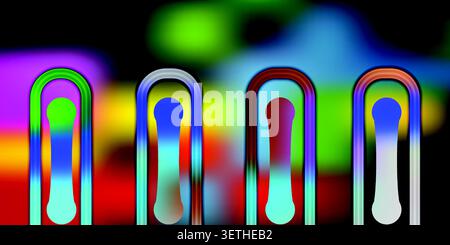 Abstract background with four colorful paperclipshaped elements Stock Vector