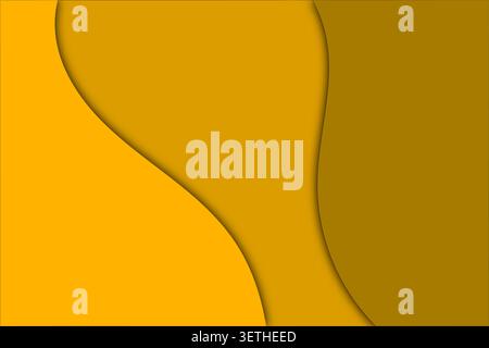 Abstract backdrop with organic, curved shapes in shades of yellow and brown, creating depth with soft shading. Stock Vector