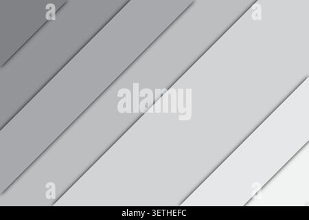 Parallel diagonal lines in varying shades of gray cast soft shadows. Clean abstract background, modern design, minimalist pattern, graphic art. Stock Vector