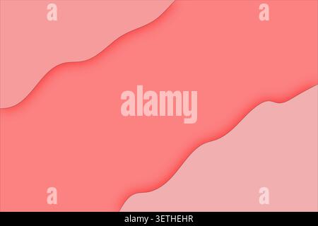 Warm abstract background. Gentle wavy layers in coral and pink hues. Soft shadows add depth and a delicate feel. Stock Vector