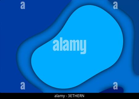 Serene abstract blue background features layered paper cut shapes and subtle shadows, creating a modern design. Ideal for calm presentations, digital Stock Vector