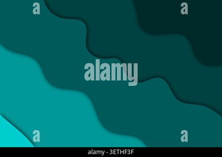 dynamic teal green paper layers with smooth curved edges. modern liquid style transition between light and dark shades. professional aesthetic for tec Stock Vector