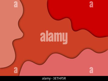 Abstract red paper cut background with undulating, layered shapes and subtle shadows, creating a vibrant and modern visual texture suitable for variou Stock Vector