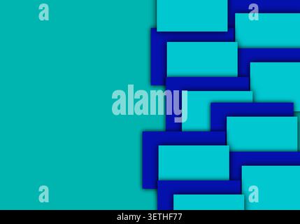 Abstract turquoise and blue background features overlapping rectangular shapes. Modern geometric pattern creates a dynamic and structured design. Stock Vector